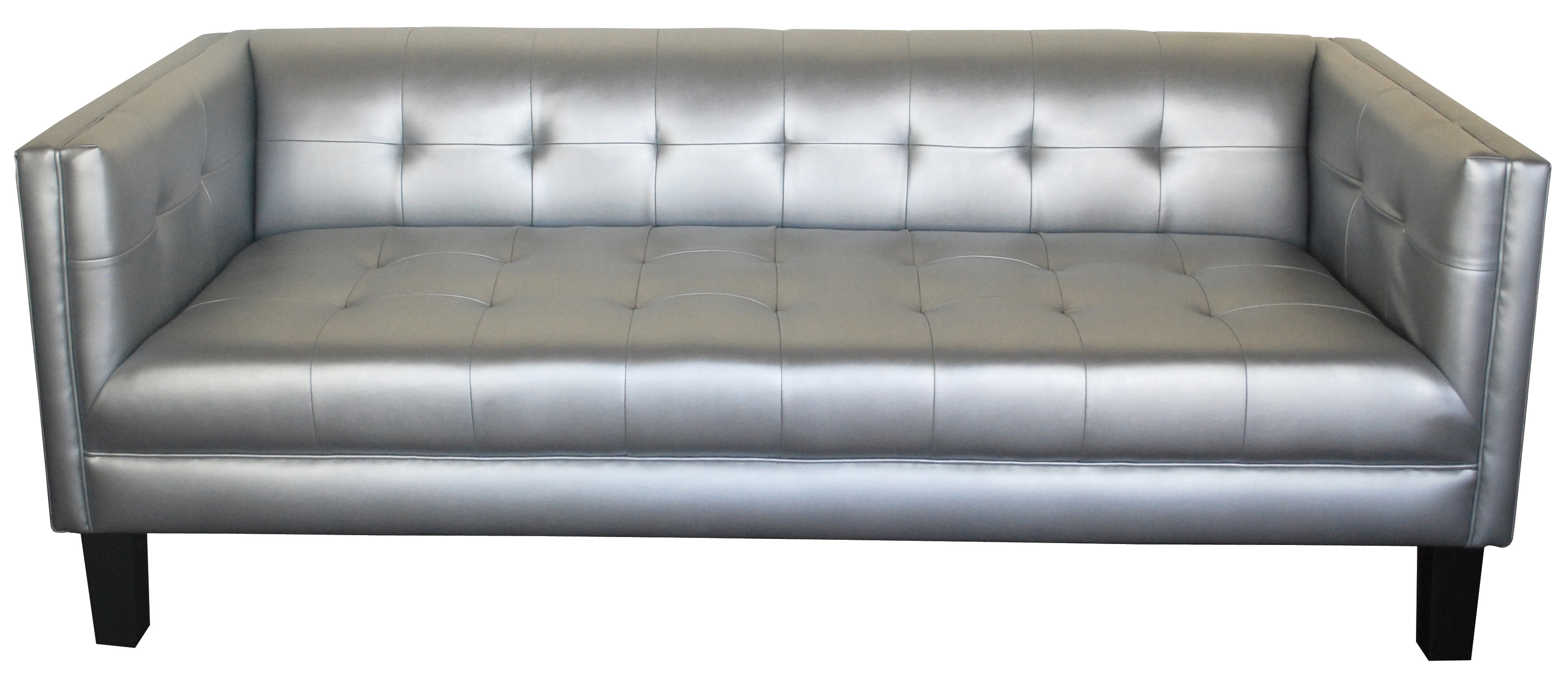 metallic silver leather sofa